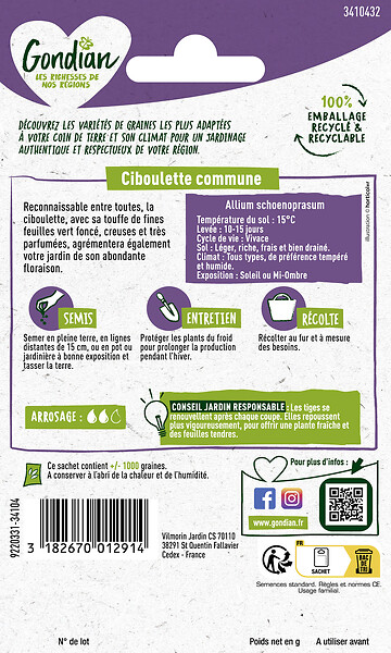 GONDIAN - Ciboulette Très Fine Danoise - Graines - 0,5 g - large