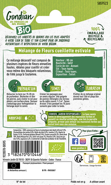 GONDIAN - Mélange de fleurs Cueillette Estivale Bio - Sachet 0.5 kg - large