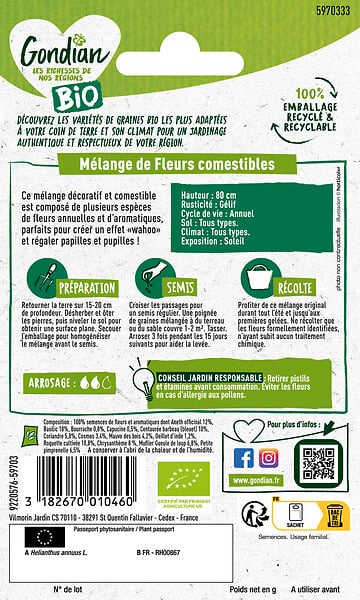 GONDIAN - Mélange de fleurs comestibles - Bio - 6g - large