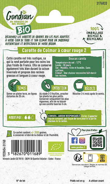 GONDIAN - Carotte de Colmar à Coeur Rouge 2 Bio Gondian - large