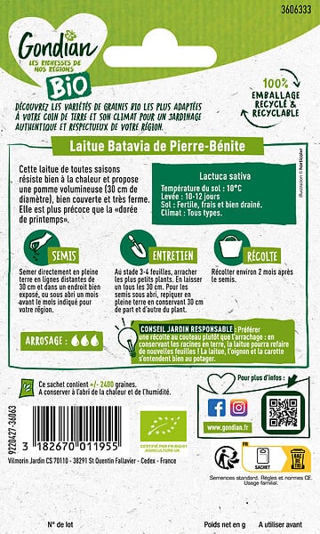 GONDIAN - Laitue de Pierre Bénite Bio Gondian - large