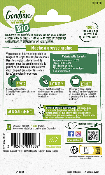 GONDIAN - Mâche à Grosse Graine Bio Gondian - large