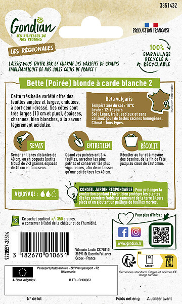 GONDIAN - Poirée - Bette Blonde à Carde Blanche 2 Gondian - large