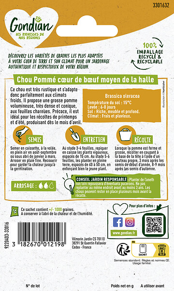 GONDIAN - Chou Pommé Cœur de Bœuf Moyen - 3g - large