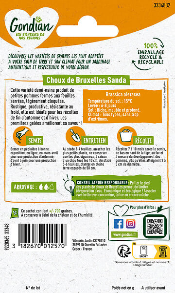 GONDIAN - Graines de choux de Bruxelles Sanda Gondian - 2g - large
