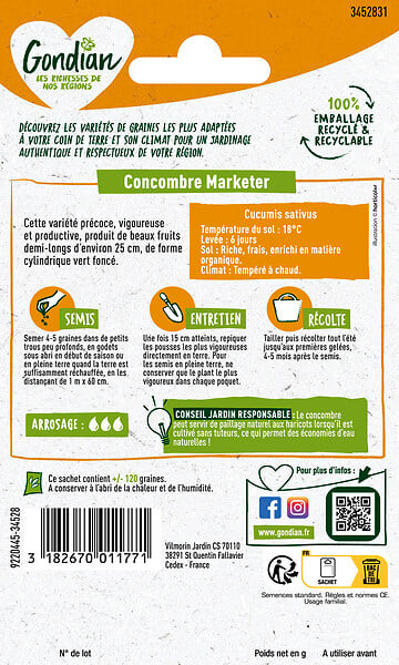 GONDIAN - Concombre graines - Marketer Gondian - Précoce - large