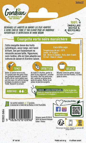 GONDIAN - Courgette Verte Noire Maraîchère Gondian - large