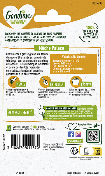 GONDIAN - Graines de mâche Palace - 3 g - large