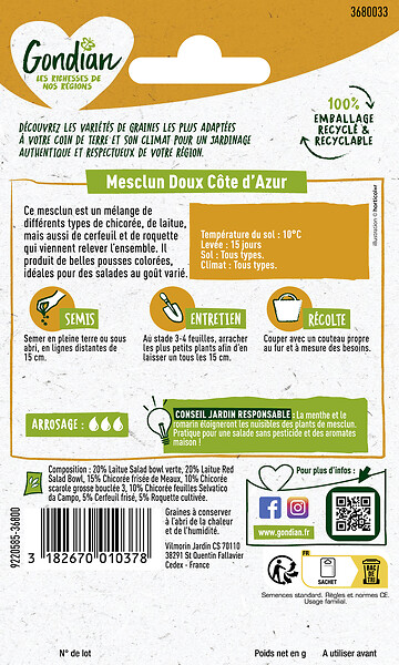 GONDIAN - Mesclun Gondian - Mélange de semences à salade - 0,5 kg - large