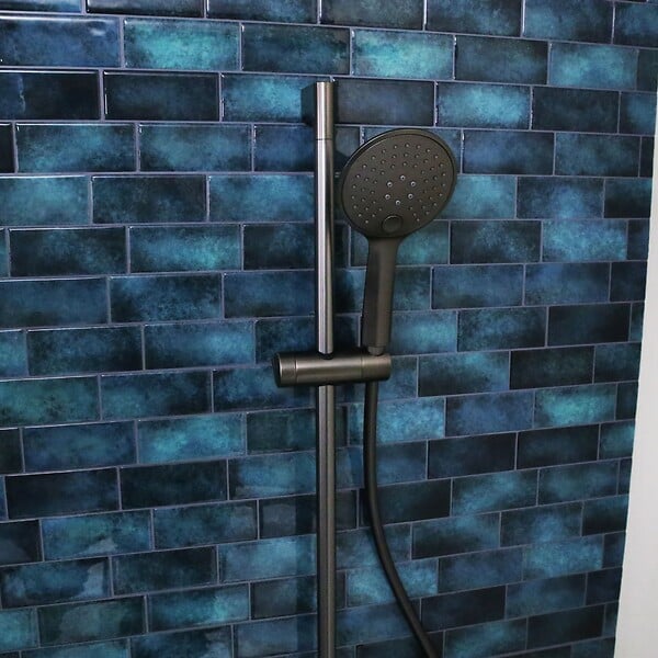 ESSEBAGNO - Luisa ensemble barre de douche 3 pièces gris gun métal - large