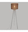 ATMOSPHERA - Lampadaire Trepied en Bois blanchi et Abat-jour Beige Lin H 143 cm - vignette