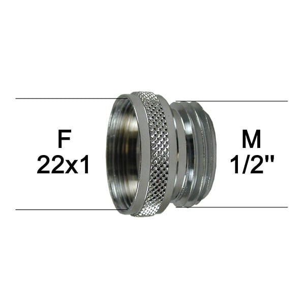 Adaptateur robinet BRICOPERL F22x100 à M15x21 laiton chromé - large