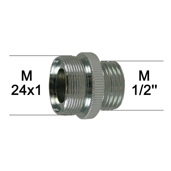 ECOPERL - Adaptateur robinet M24x100 à M15x21 laiton chromé - large