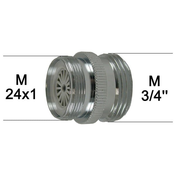 ECOPERL - Adaptateur robinet M24x100 à M20x27 laiton chromé - large