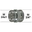 ECOPERL - Adaptateur robinet M24x100 à M20x27 laiton chromé - vignette