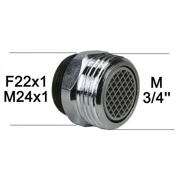 Adaptateur machine à laver - Laiton chromé - F22x100/M20x27 - large