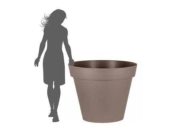 EDA - Lot de 2 Pots de fleur rond Toscane Ø 100 x H.79 cm Taupe - Eda - large