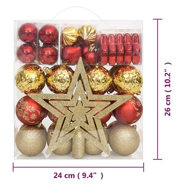 VIDAXL - vidaXL Ensemble de boules de Noël 70 pcs Doré et rouge - large