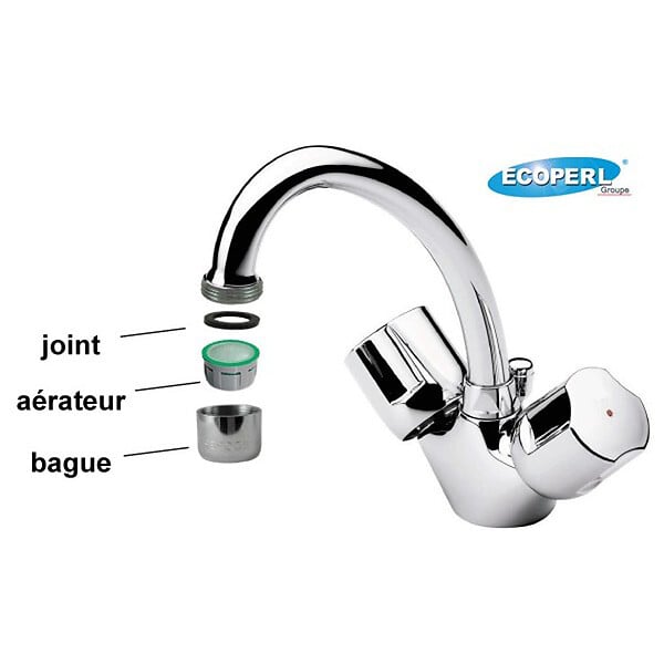 ECOPERL - Mousseur idéal lavemain 2,5 litres-min F22x100 Economie d'eau 80% - large