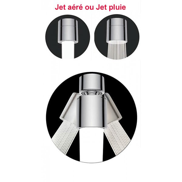 ECOPERL - Aérateur 2 jets luxe Duoclic sur rotule F22x100-M24 - Chrome  - 5L - large