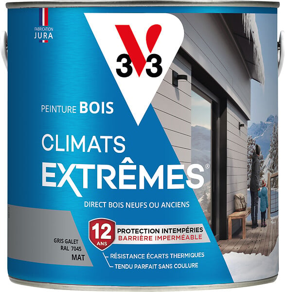 V33 PEINTURE - Peinture bois climats extremes - Gris galet - Mat - 2L - large