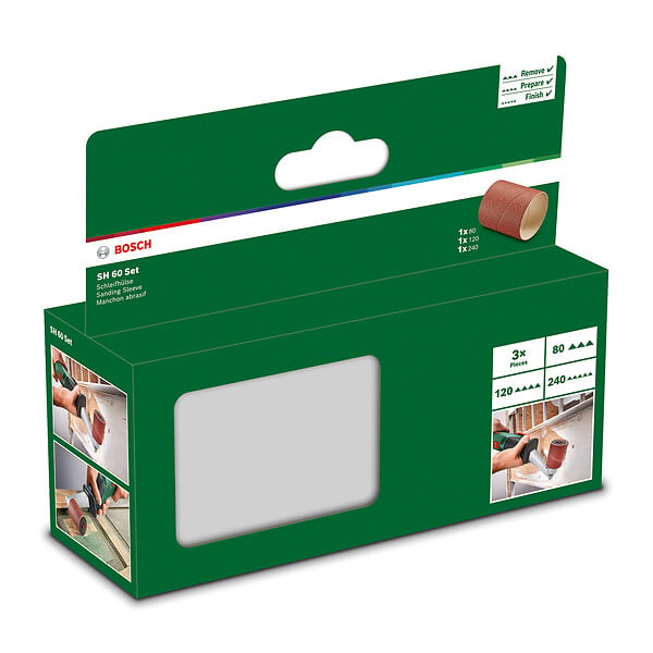 BOSCH - Manchons abrasifs 60mm G80+120+240 - pour ponceuse PRR 250 - large