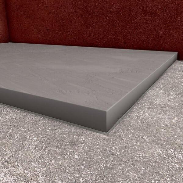 AURLANE - Receveur de douche Gris Effet Pierre 80x100 cm et Grille décor Linéaire en Inox - large