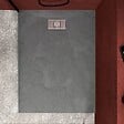 AURLANE - Receveur de douche Gris Effet Pierre 90x120 cm et Grille décor Linéaire en Inox - vignette