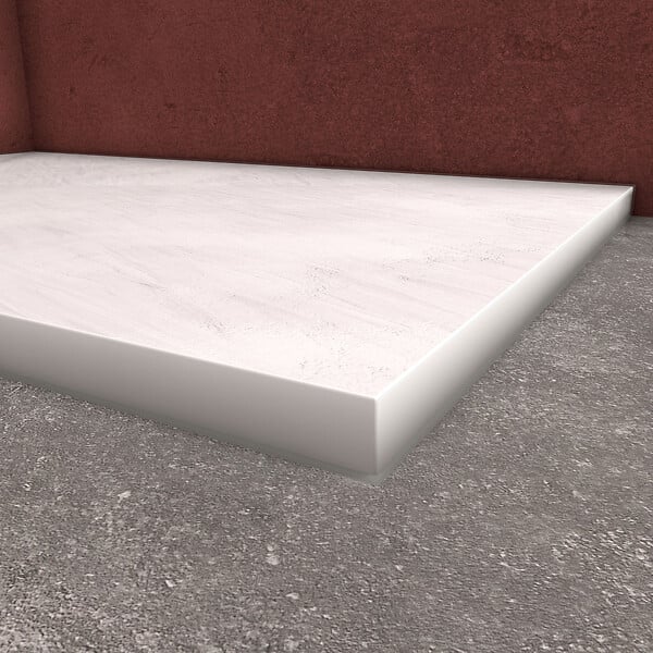 AURLANE - Receveur de douche Blanc Effet Pierre 90x140 cm et Grille décor Linéaire en Inox - large