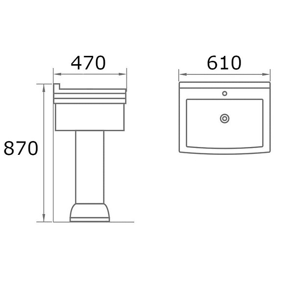 ROGIER & MOTHES - Lavabo rétro sur colonne MADRY 60 cm en céramique - large