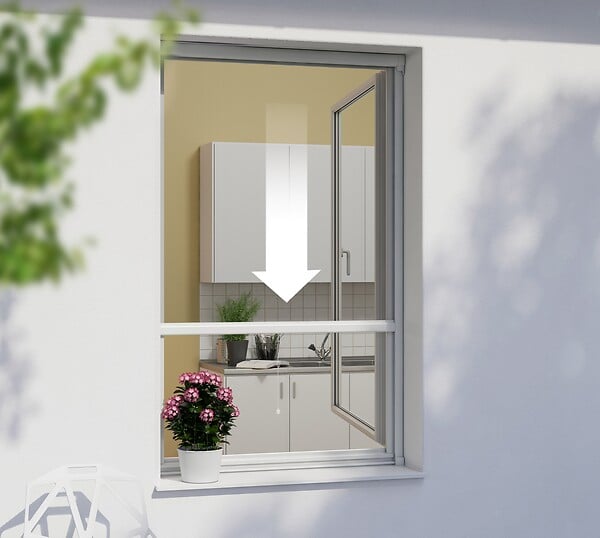 WINDHAGER - Enrouleur fenêtre moustiquaire aluminium blanc - 130x160 cm - large