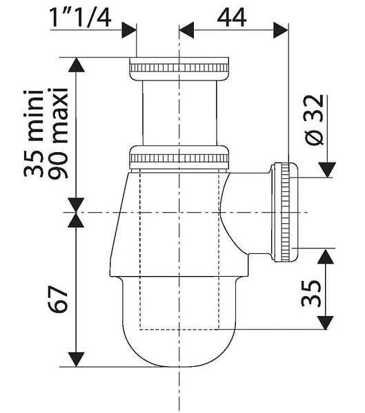 VALENTIN - Valentin - Siphon Bidet-lavabo Réglable En Laiton Chromé - large