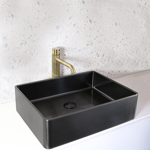 ESSEBAGNO - Luisa vasque à poser 48x37 en inox gris gun métal - large