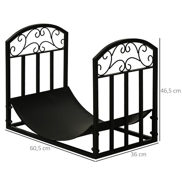 OUTSUNNY - Outsunny Range-bûches rack à  bûches style fer forgé dim. 60,5L x 36l x 46,5H cm métal noir - large