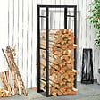 HOMCOM - Etagère porte bois de cheminée porte-bûches design contemporain charge max. 100 Kg dim. 60L x 25l x 150H cm métal noir - vignette