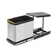 EMUCA - Bac à recyclage pour montage inférieur et extraction manuelle/automatique dans les éléments de cuisine, Inox 2x12 litres plastique et acier inoxydable. - vignette