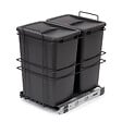 EMUCA - poubelle de recyclage pour montage inférieur et extraction manuelle pour meuble de cuisine Recycle 2x35litres, Plastique gris anthracite - vignette