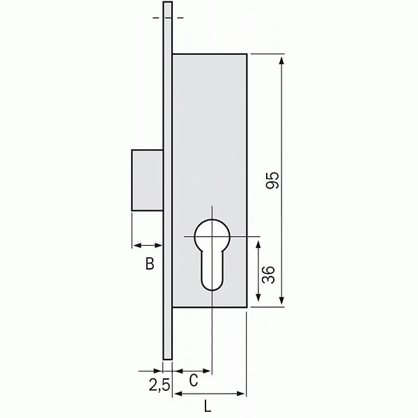 METALUX - Serrure à larder 1 point pêne dormant à cylindre européen axe 21 mm - 14 - large
