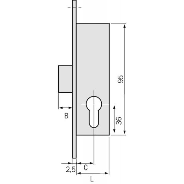 METALUX - Serrure à larder 1 point pêne dormant à cylindre européen axe 21 mm - 14 - large