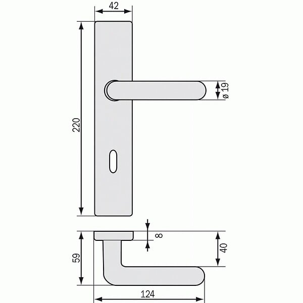 VACHETTE - Béquille double seule blanche pour Ensemble sur plaque ou rosace en polyamide - ARCOLOR 710 - large
