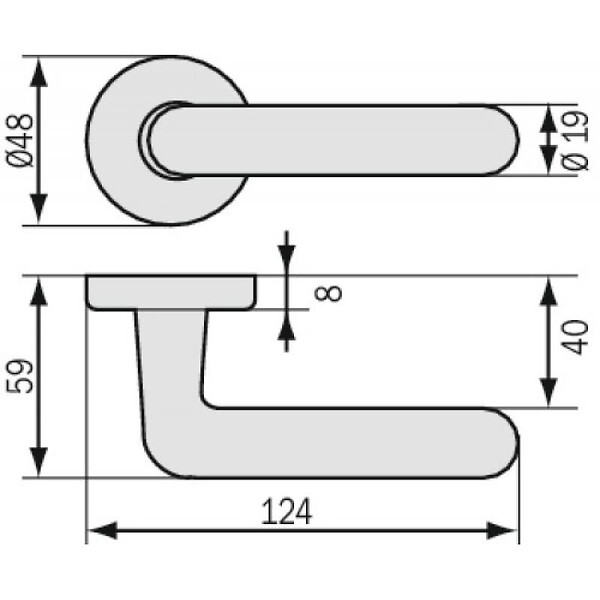 VACHETTE - Béquille double seule blanche pour Ensemble sur plaque ou rosace en polyamide - ARCOLOR 710 - large