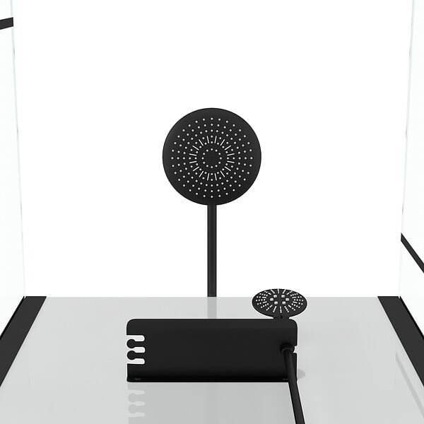 AURLANE - Cabine de douche 110x80cm / Receveur Haut - Verre transparent sérigraphié et Blanc - Profilés Noir - large