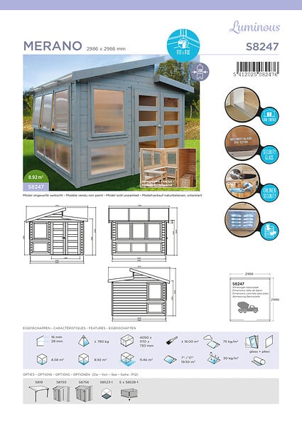 SOLID - Abri de jardin-serre moderne Solid Merano - 11,42m2 - large