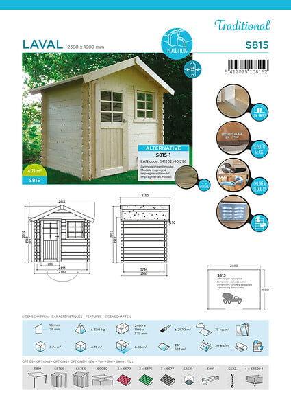 SOLID - Abri jardin bois Laval - Bois naturel - L.277.8xP.215cm - large
