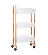 5 FIVE SIMPLY SMART - Desserte roulante 3 niveaux en Bambou et Bois Blanc H 80 cm - vignette