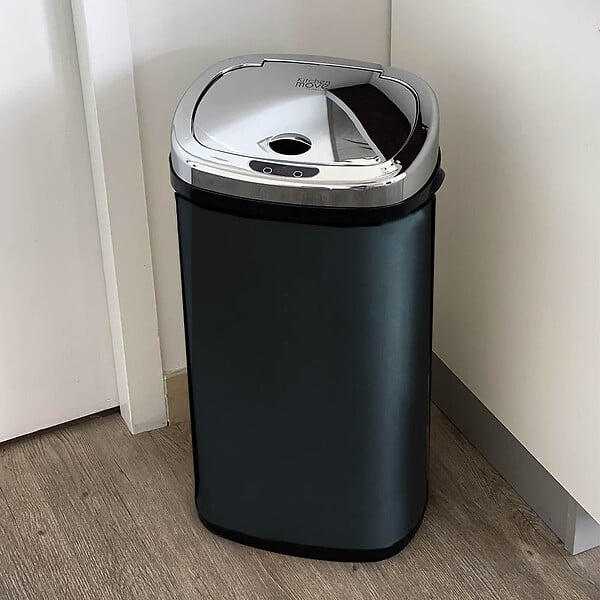 KITCHEN MOVE - Poubelle automatique inox LARGO noir 42L - large
