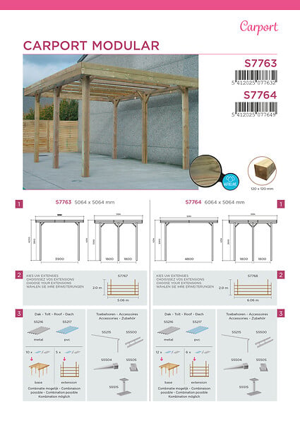 SOLID - Carport camping-car modulable epicea du Nord 6x5x4m 30m2 S7764 - large
