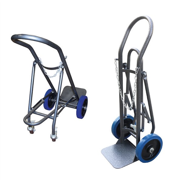 STOCKMAN - Diable porte 1 bouteille SAC120-RSB avec béquille escamotable 120kg roues caoutchouc bleu Stockman - large