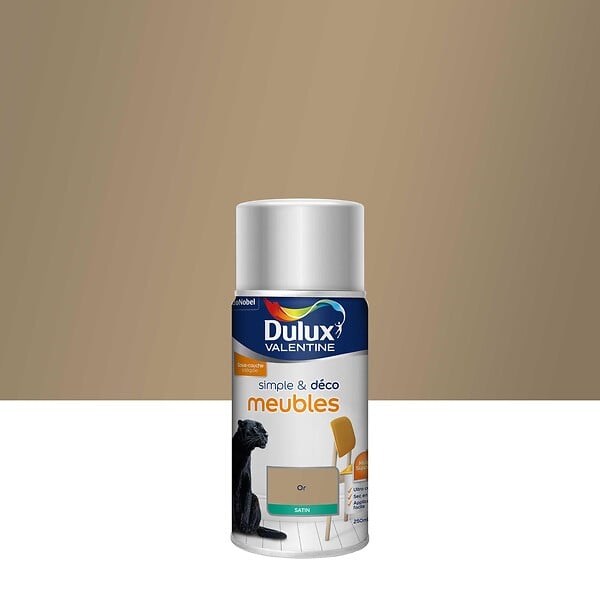DULUX VALENTINE - Peinture aerosol Simple et Deco meubles - Or - Satin - 0,25L - large