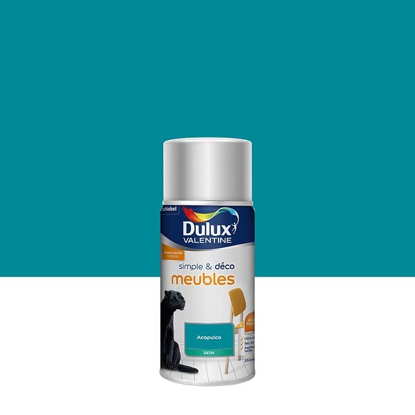 DULUX VALENTINE - Bombe de peinture pour meubles - Acapulco - Satin - 0,25L - large